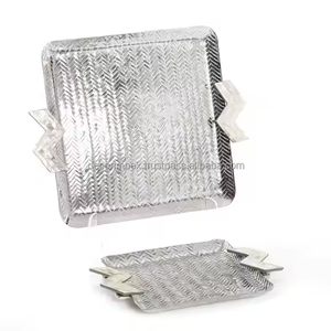 Aluminum Luxury Silver Serving Tray Customized Single Tier <b>Kitchen</b> Use Multifunctional Handmade for Best Selling Sale - Product Image 3