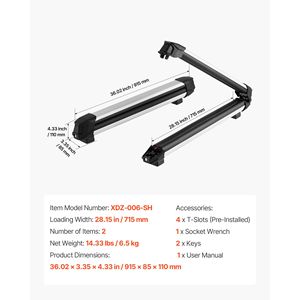 Portasci e Portasnowboard da Tetto, Capacità 6 Sci e 4 Snowboard, 2 Pezzi, in Alluminio, Universale, Supporto Superiore per Tetto Auto, Pratico - Product Image 4