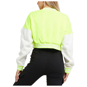 Veste universitaire néon lime et blanche avec patch lettres et logo personnalisé - Product Image 5