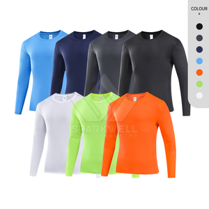 T-shirt à manches longues pour homme, en tricot uni, col rond, séchage rapide, design sportif, logo sur le devant, coupe classique - Product Image 2