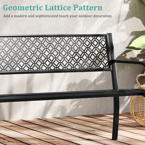 Panca da Giardino da Esterno da 50 Pollici con Schienale a Griglia Geometrica e Seduta a Doghe - Arredo Patio - Product Image 5