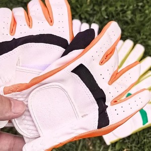 ถุงมือกอล์ฟหนังแท้สีขาวสีส้มระบายอากาศได้ดีสำหรับทุกเพศ - Product Image 5