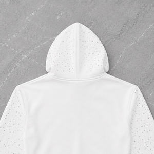 Sweat-shirt à capuche surdimensionné blanc personnalisé pour homme avec strass, style streetwear tendance, 100% qualité premium, unisexe - Product Image 4