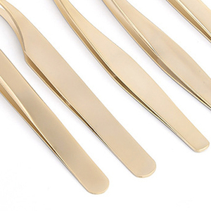 Ensemble de pinces à cils plaquées or, pointe de précision, surface lisse, outils de maquillage pour les sourcils et les extensions de cils - Product Image 5