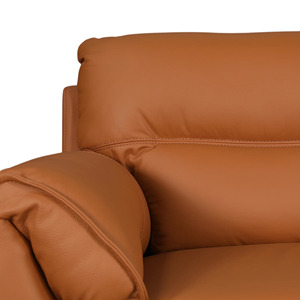Sofá de Cuero Sintético PU Luise Brown Musesa con Tapicería de Terciopelo, Sofá de Dos Plazas Moderno para Sala de Estar, Patas de Madera, Brazos con Almohadillas - Product Image 5