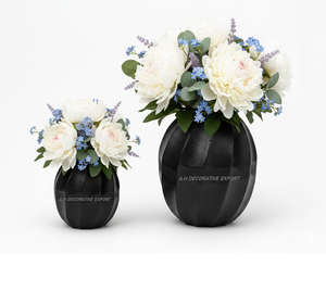 Vase à fleurs moderne minimaliste en aluminium noir avec revêtement en poudre, vente directe, pour la décoration intérieure - Product Image 1