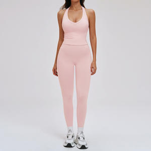 Ensemble de sport 2 pièces pour femme : soutien-gorge de sport en nylon haute élasticité à séchage rapide et legging évasé taille haute – Nouveauté - Product Image 2