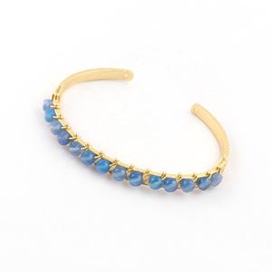Aqua calcédoine pierres précieuses bracelet bijoux réglable perlé manchette bracelet bracelet fil enveloppé bijoux de mode pour cadeau d'anniversaire - Product Image 4