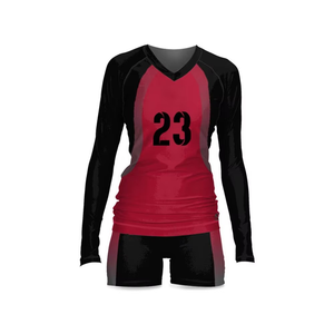 Conjunto Deportivo Femenino de Diseño Único, Jersey de Manga Larga y Pantalones Cortos con Costuras en Contraste y Estampado de Dos Tonos, Uniforme de Voleibol, MOQ Bajo - Product Image 2