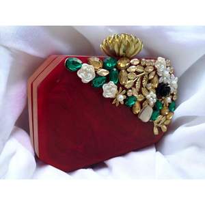 Bolso de Mano de Resina Ecológica con Cristales para Damas, Accesorios de Moda para Fiestas - Product Image 6