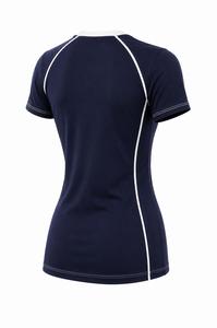 Haut de sport respirant et écologique à manches courtes pour femme, bleu marine, en spandex et polyester, séchage rapide, idéal pour la vente en gros - Product Image 6