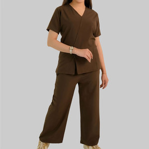 Conjunto de Uniforme Médico Personalizado OEM para Mujer, Tejido de Punto, Corte Ajustado, Poliéster Elástico, Manga Corta, Alta Calidad - Product Image 6
