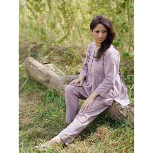 Conjunto de 2 piezas de traje elegante color malva para mujer - Product Image 1