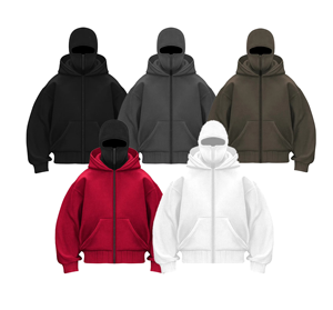 Sweat à capuche vintage pour homme, noir, surdimensionné, double couche, 100% coton, de haute qualité, avec fermeture éclair, logo personnalisé, 600 g/m², style streetwear - Product Image 2