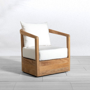 Silla Telluride de Christopher Knight Home con Acabado en Madera de Teca Natural, Cojín Blanco, Diseño Moderno y Ecológico - Product Image 1