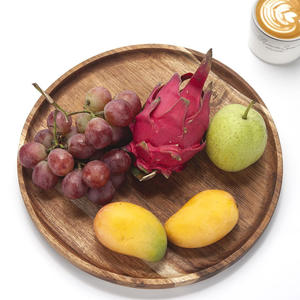 Bandeja redonda de madera hecha a mano de alta calidad, fabricante de cantidades a granel para exhibición de alimentos, precio al por mayor - Product Image 6