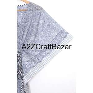 Kaftan court indien fait main, imprimé floral, écologique, lavable, vêtement de nuit naturel, robe kimono, paréo de plage court - Product Image 4