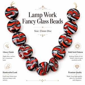 Premium Handmade Lampwork Fancy Glass <b>Beads</b> <b>Bracelet</b> 25mm Disc Design for Jewelry Making Fashion Accessories and Elegant Gift - Product Image 2