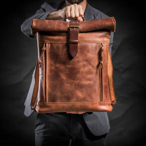 Mochila de cuero multiusos, mochila de cuero para hombre, estilo casual de negocios, mochila de cuero para mujer, uso diario - Product Image 1