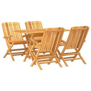 Set da pranzo con Patio in legno massello Teak da 5 pezzi per uso giardino - Product Image 2
