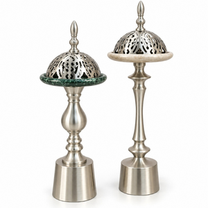 Ensemble de brûleurs à bakhoor en acier inoxydable |   Porte-encens arabe haut de gamme, dôme perforé, Oud Mabkhara, pour la maison, l'hôtel, la décoration du majlis, luxe - Product Image 1