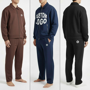 Custom Men Fleece Tracksuit <b>Zip</b> <b>Up</b> <b>Jacket</b> and Pants Set Plus Size Winter Sportswear - Product Image 4