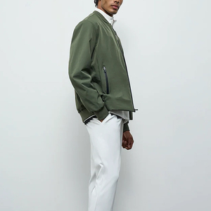 New Customized Design High Quality <b>Men</b> Winter Bomber <b>Jacket</b> Stand Collar Custom Front Logo Breathable Quick Dry Bomber <b>Jacket</b> - Product Image 4