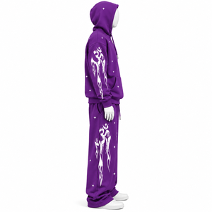 Ensemble survêtement unisexe streetwear en coton 100% avec broderie logo personnalisée, sweat à capuche oversize délavé à l'acide et pantalon de survêtement à manches longues - Product Image 6