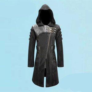 Manteau long à capuche gothique pour homme, style steampunk, avec rivets punk et style corset 2026 - Product Image 1