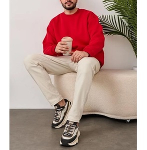 Nouvelle collection de sweat-shirts pour hommes, grande taille, manches longues, col et épaules tombants, couleur unie, 100% coton imperméable, confortable - Product Image 3