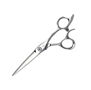 Ciseaux droits HIKARI COSMOS en acier inoxydable pour droitiers, à long manche, pour la coupe de cheveux, lame droite S-7.0, fabriqués au Japon - Product Image 1
