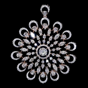 Ensemble de pendentif en diamant cultivé en laboratoire à motif floral avec boucles d'oreilles assorties |   Ensemble de bijoux élégants pour mariage et soirée - Product Image 1