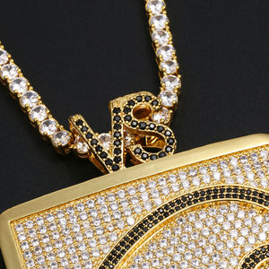 Pendentif Uno en argent 925 plaqué or 18 carats, diamant de laboratoire taille brillant rond, style hip-hop, unisexe, pour usage quotidien - Product Image 4
