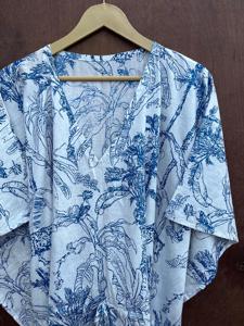 Luxury Women's <b>Kaftan</b> Set Cotton Abaya Long Dress Headscarf Elegant Boho Style Robe Summer New Print Cotton Boho Style <b>Kaftan</b> - Product Image 2