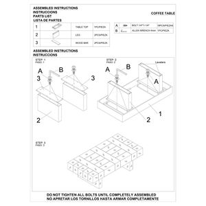 Contemporary Style 1pc <b>Brown</b> Gray Wooden Coffee <b>Table</b> with Rectangular Top for Living Room Furniture - Product Image 5