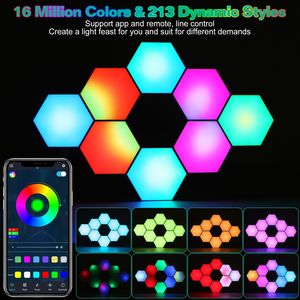 8 Paneles de Luz Hexagonales RGBW Coloridos, Lámparas de Pared para Juegos, Decorativas, Sincronización con Música, Control Remoto, Temporizador, Control por Aplicación - Product Image 2