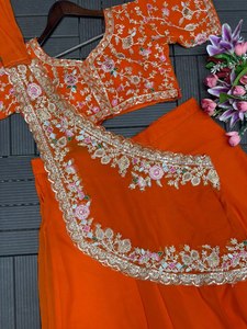 New <b>Top</b> Selling Green Indian Pakistani Designer Navratri Lehenga Choli Dupatta Georgette Sequin Work <b>Wedding</b> Party Ready-Made - Product Image 4