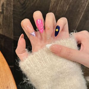 Acrílico prediseñado diseño de uñas de almendra media claro desnudo japonés Kawaii Citrus Blossom Diary - Product Image 3