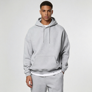 Custom Blank Regular <b>Grey</b> Tracksuit for Men Heavyweight Cotton Fleece Anti-Pilling 300g <b>Hoodie</b> Sweatpants Two Piece Streetwear - Product Image 6