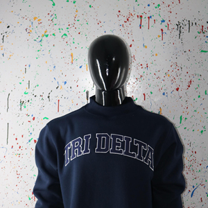 Sudadera Tri Delta con Cuello Redondo, Azul Marino, Talla Grande, Algodón, Felpa Francesa, Estampado Frontal, Informal, Unisex, Ropa de Otoño, CLUSH SPORTS - Product Image 2