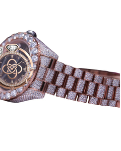 Reloj de Lujo Antiguo con Incrustaciones de Circonitas en Oro Rosa, Correa de Acero Inoxidable de 20 mm para Hombre, Estilo Hip Hop - Product Image 2