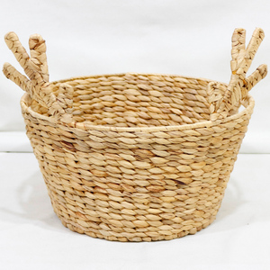Cute Animal Shaped Natural Water Hyacinth <b>Storage</b> <b>Basket</b> With Antler Handles For Children's <b>Toy</b> Organization - Product Image 3