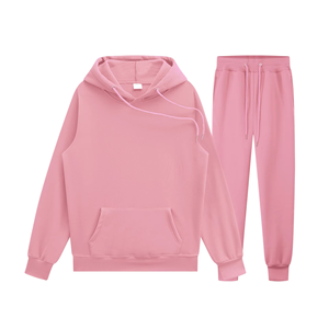 เสื้อฮู้ดถักไหมพรมแบบสวมหัวสำหรับผู้ชาย 16 สี พร้อมปักโลโก้ตามสั่ง ผ้าฝ้าย 100% ชุดเซ็ตเสื้อฮู้ดและกางเกงขายาวสไตล์สตรีทแวร์ลำลอง - Product Image 3