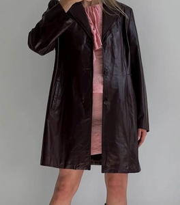 <b>Women's</b> Oversized Lambskin <b>Leather</b> <b>Bomber</b> <b>Jacket</b> with Botton Closure <b>for</b> Winter and Summer Breathable and Comfortable - Product Image 1