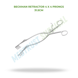 Rétracteur Beckman 4x4 à 4 griffes, 31,5 cm, instrument chirurgical neurochirurgical pour la rétraction tissulaire - Product Image 2