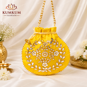 Sac Potli indien fait main, idéal pour cadeaux de mariage, faveurs de demoiselles d'honneur, pochette à cordon pour Haldi, Mehndi, Sangeet, et cadeaux de remerciement - Vente chaude - Product Image 4