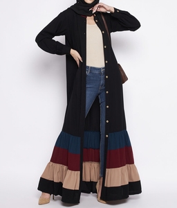 Wholesale Kaftan Abaya Handmade Turkish Floor Length Long Sleeve Soft Breathable Polyester Floral V Neck Regular Fit Casual - Product Image 1