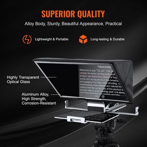 Teleprompter in Lega di Alluminio da 16 Pollici per Streaming Live, Angolo Regolabile a Pavimento, Controllo Remoto per YouTube Zoom Sup - Product Image 6