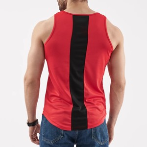 Débardeur Homme Rouge Sans Manches Col Rond Rayé Tricoté Décontracté Respirant Fitness 100% Polyester – Collection 2026 (Vente en Gros) - Product Image 1