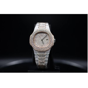 Montre Moissanite à taille brillante VVS1, carrée, style antique, hip-hop, luxe, quartz, mode, affaires, cadran en verre, collection pour hommes - Product Image 4